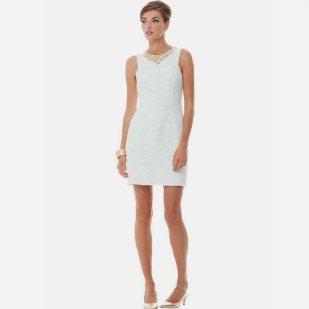 Lilly Pulitzer Charlton Crystal Water Pretty Lurex Boucle Bejeweled Dress